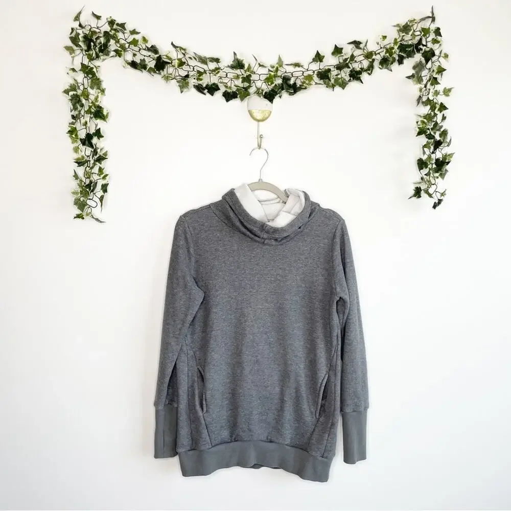 FABLETICS Gray Oversized Cowl Neck Sweatshirt Size Small